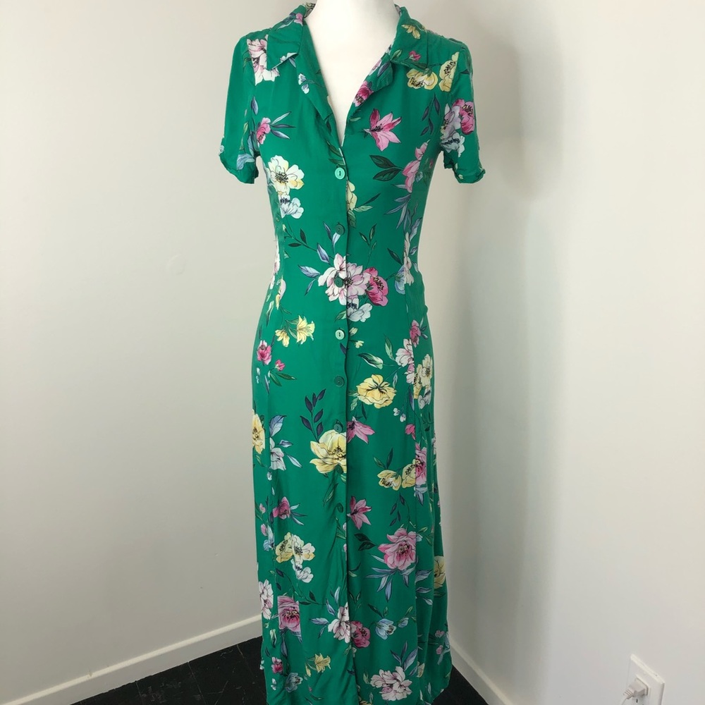ASOS Midi Green/Floral Dress